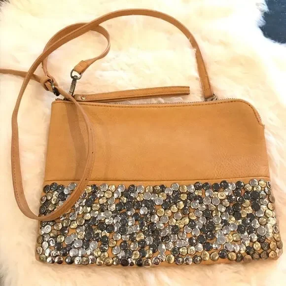 Antik Kraft Mustard Studded Crossbody Purse - Picture 2 of 7